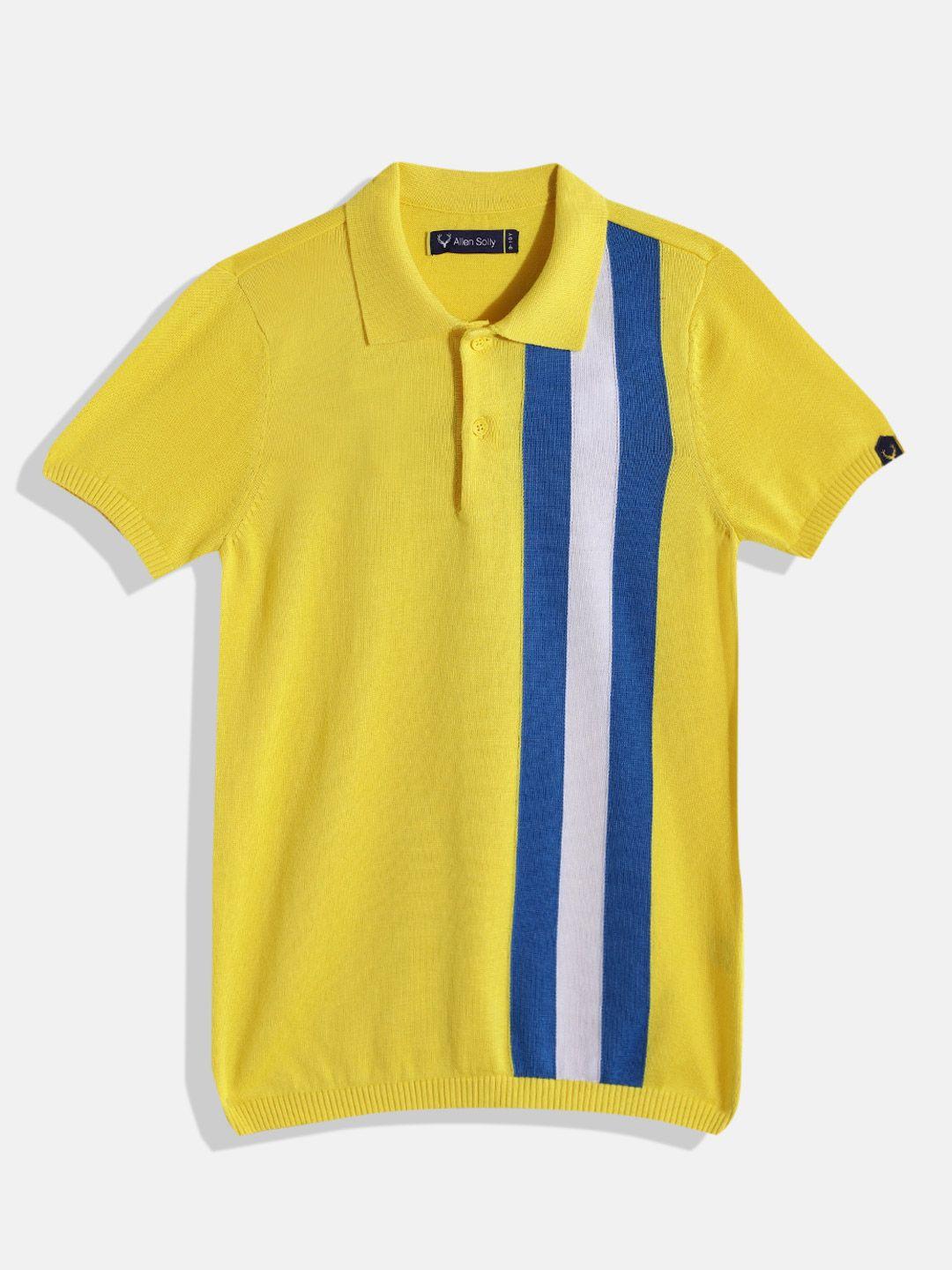 allen solly junior boys pure cotton striped polo collar t-shirt
