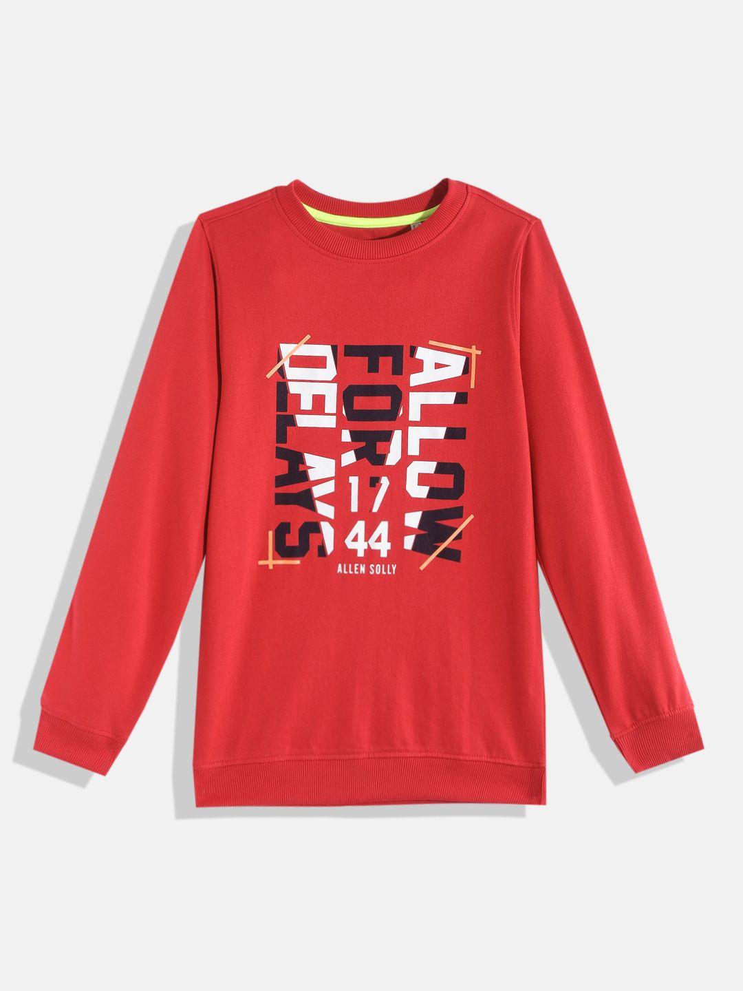 allen solly junior boys red & white typography printed sweatshirt