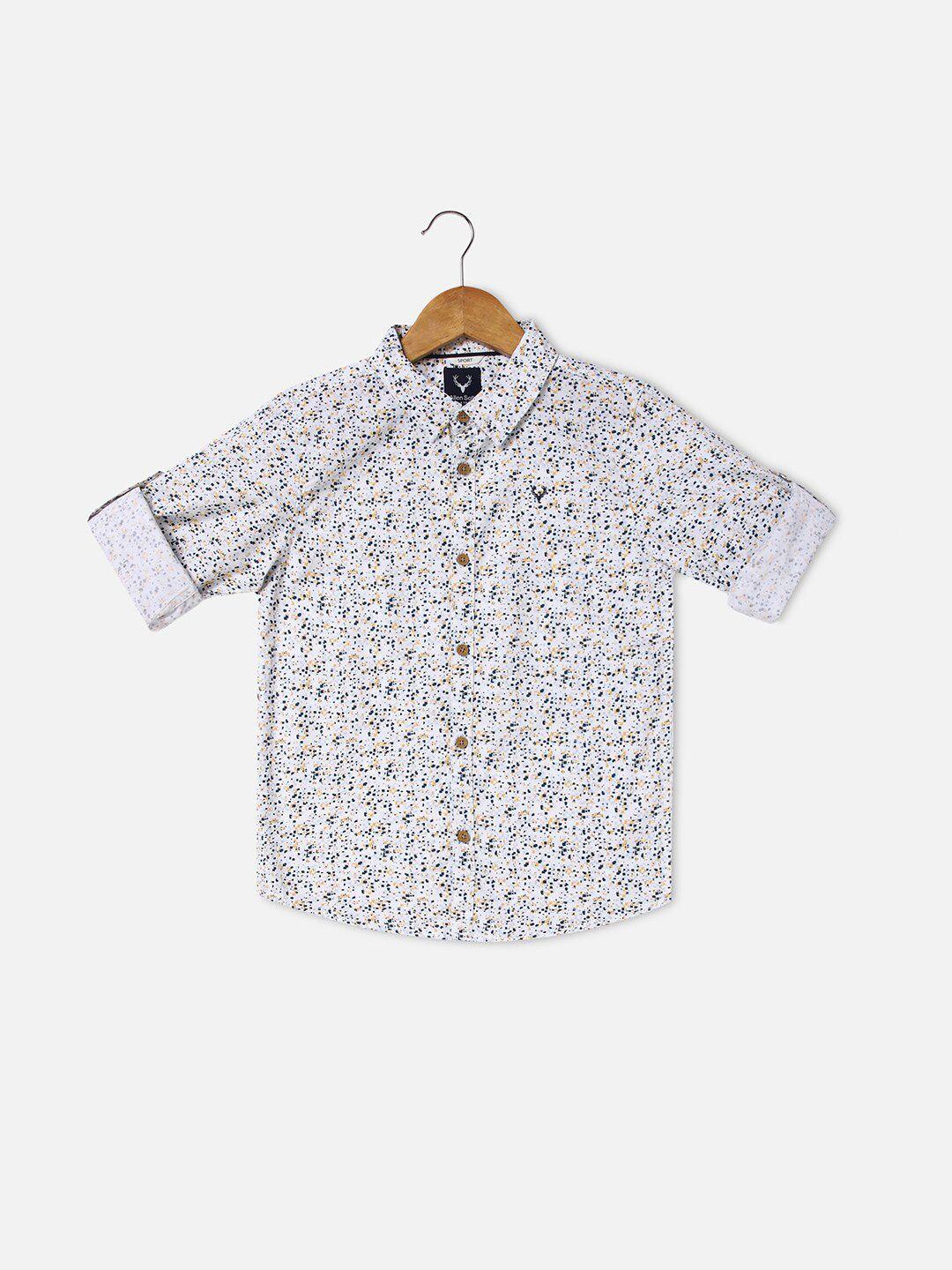 allen solly junior boys slim fit geometric printed pure cotton casual shirt