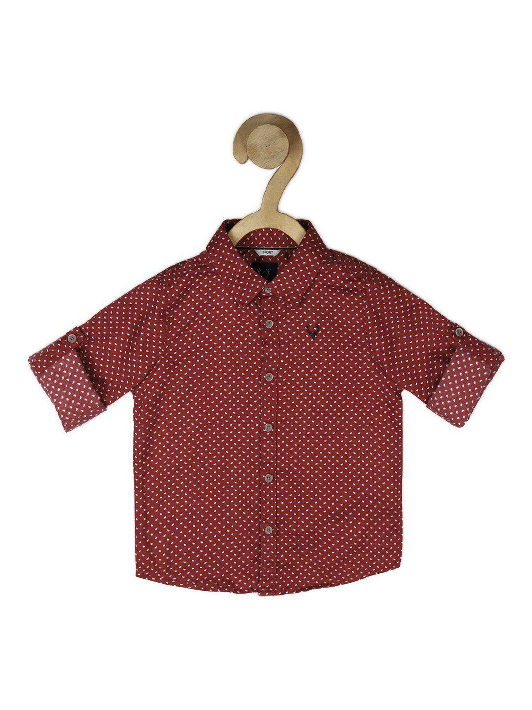 allen solly junior boys slim fit printed pure cotton casual shirt