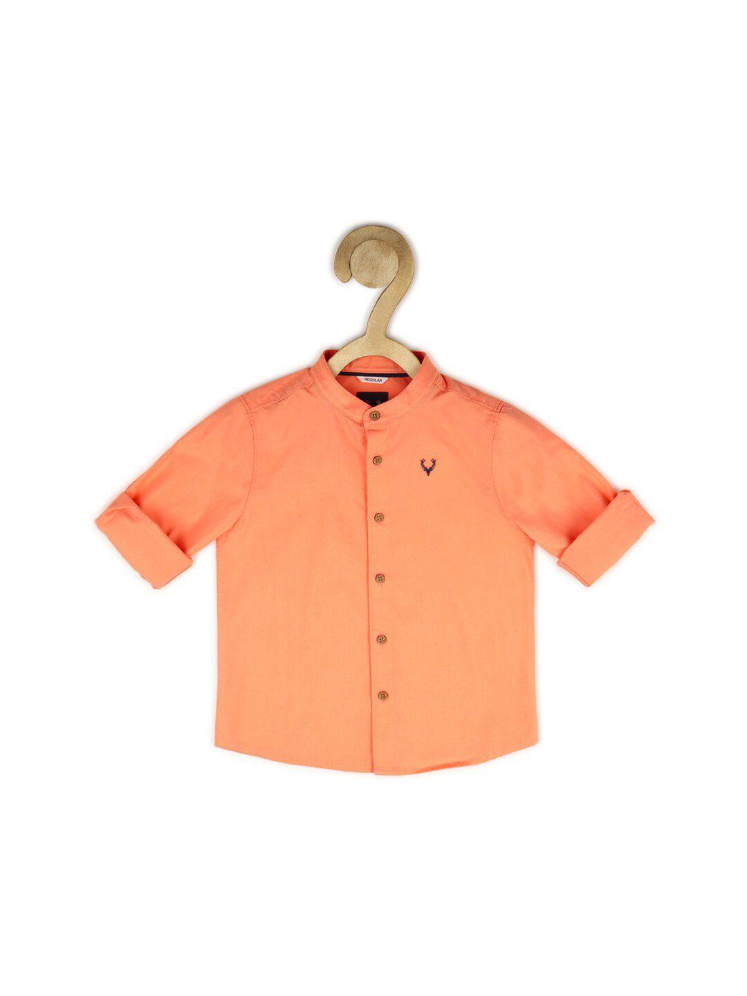 allen solly junior boys solid collarless casual cotton shirt