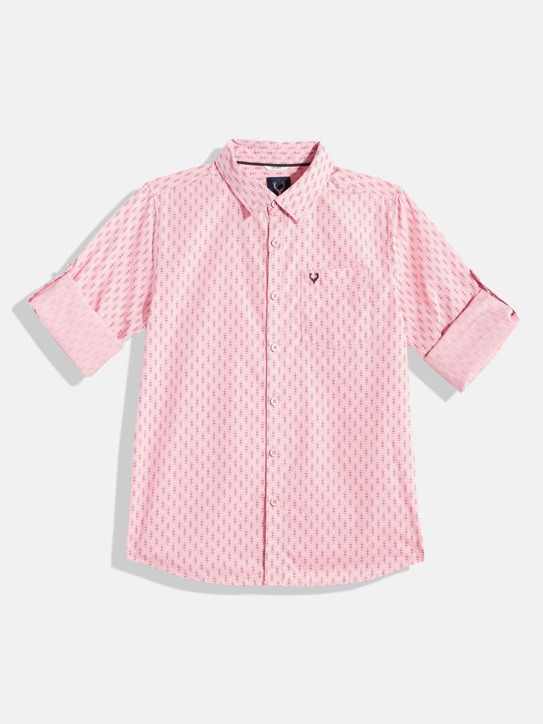 allen solly junior boys sport micro ditsy opaque printed pure cotton casual shirt