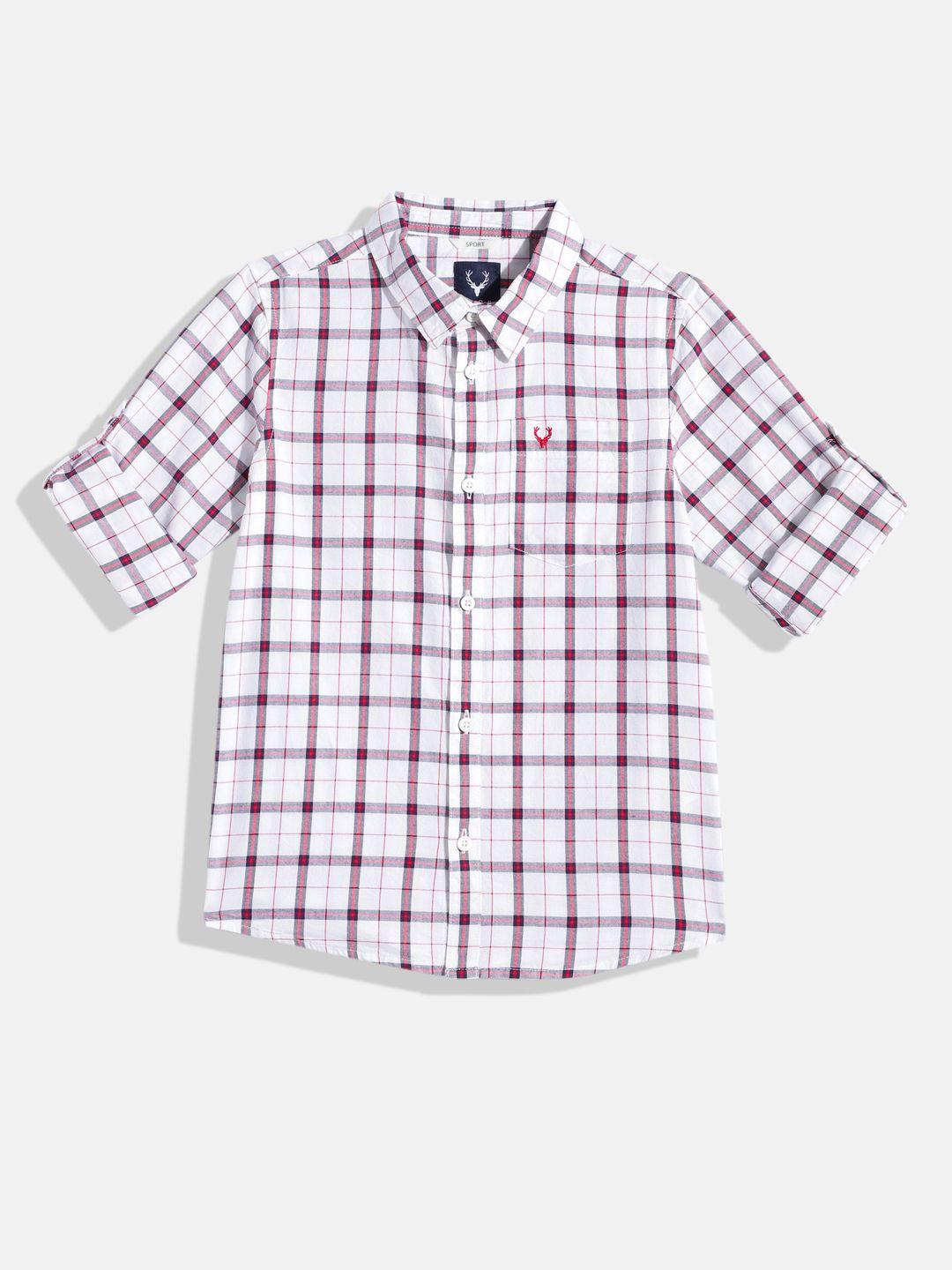 allen solly junior boys sport tartan checks opaque pure cotton casual shirt
