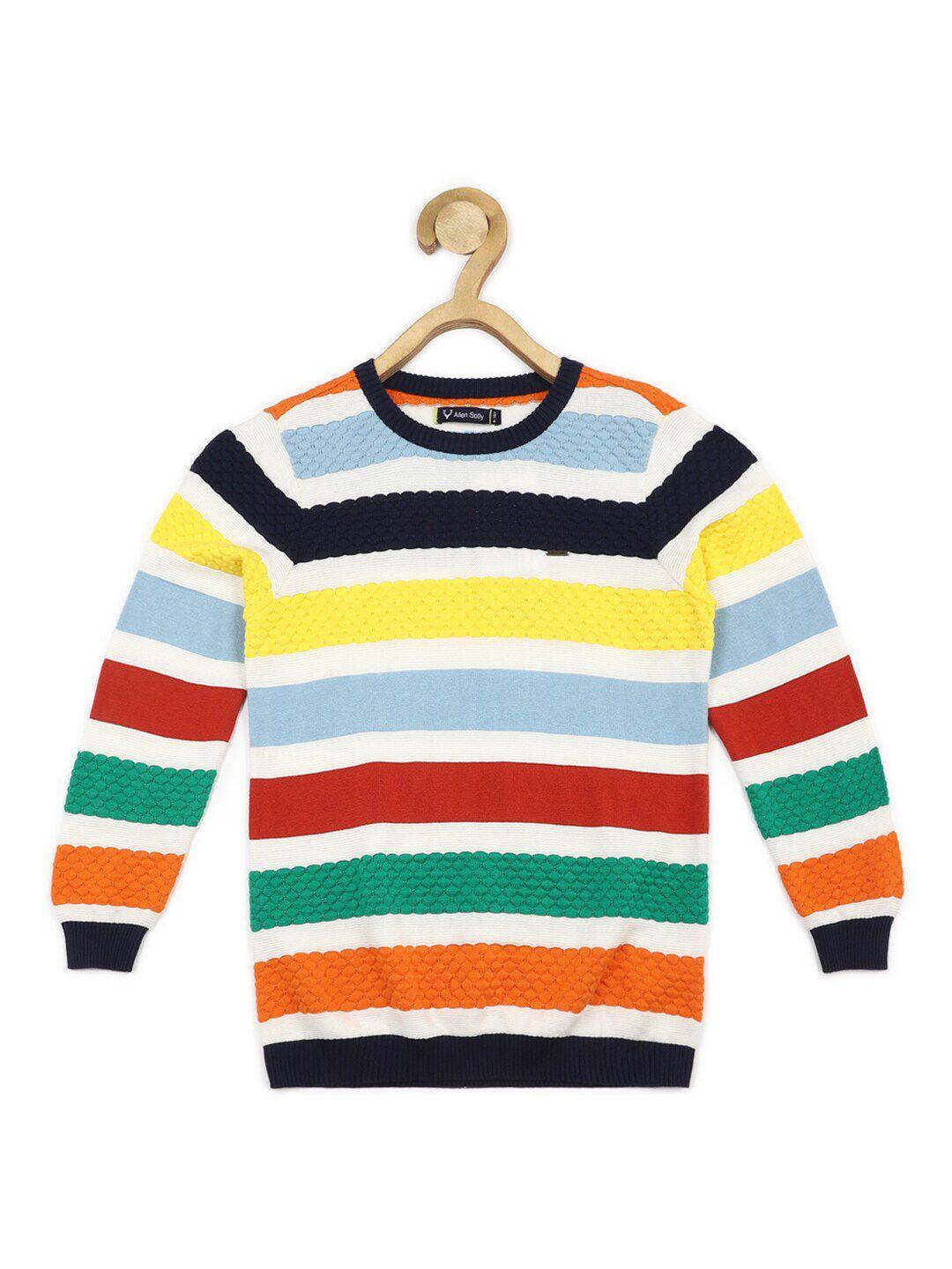allen solly junior boys striped pure cotton pullover sweater