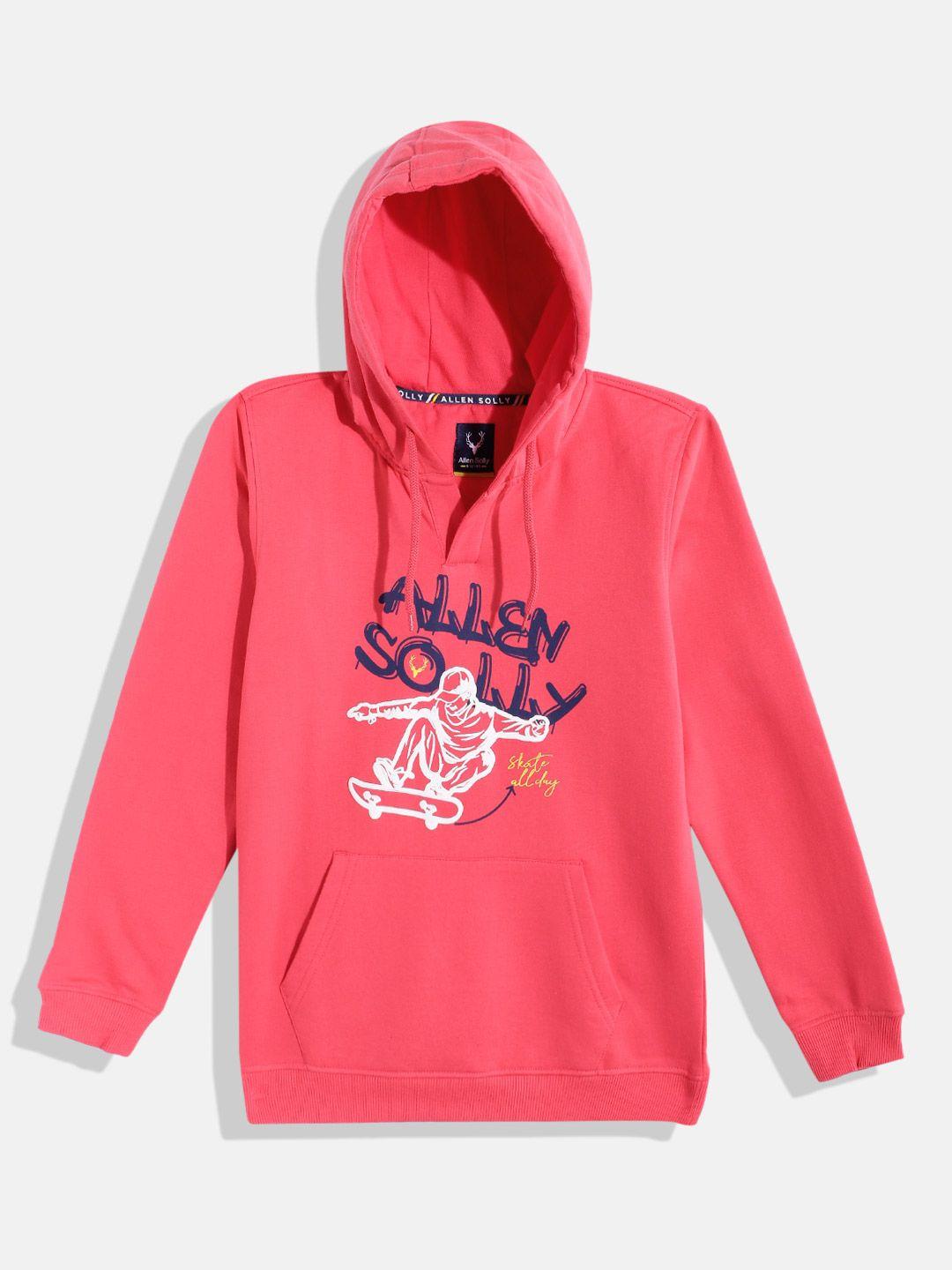 allen solly junior boys typography & graphic print hooded sweatshirt
