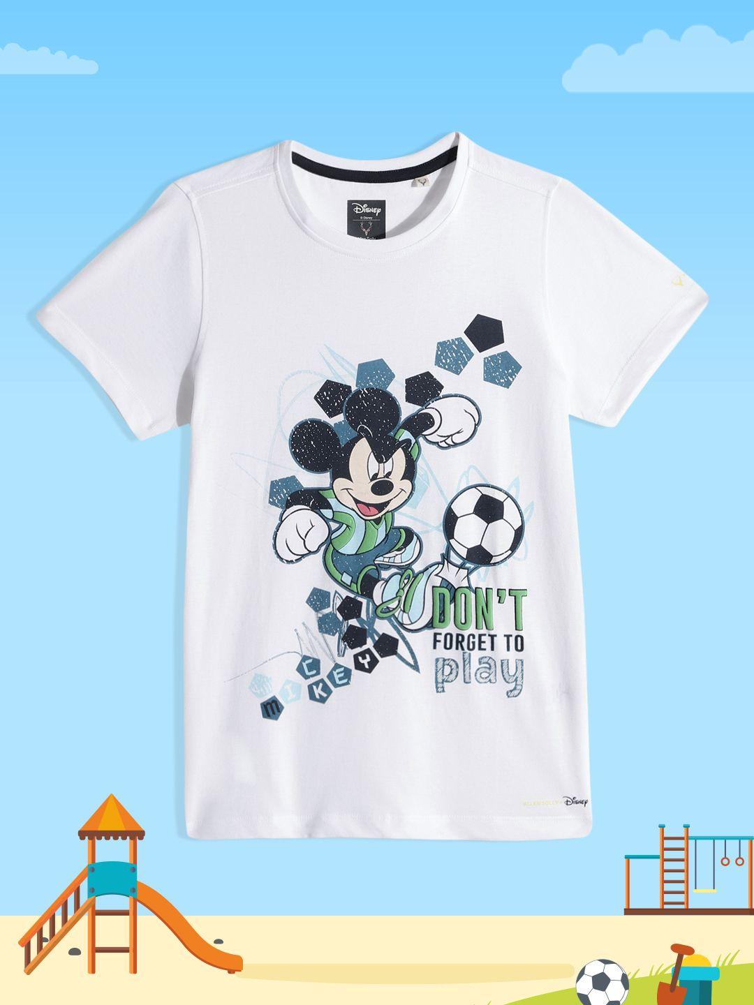 allen solly junior boys white mickey mouse printed pure cotton t-shirt