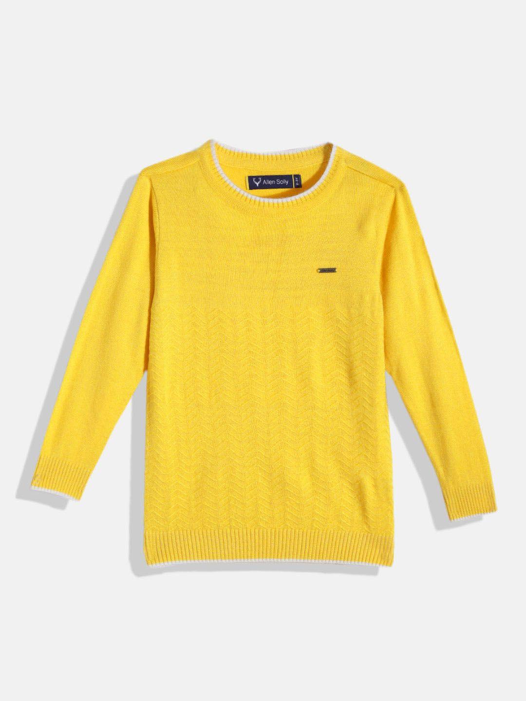 allen solly junior boys yellow chevron self-design pullover