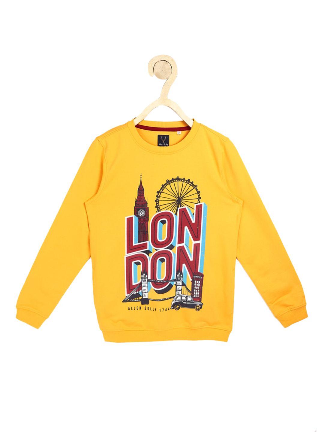 allen solly junior boys yellow graphic printed sweatshirt