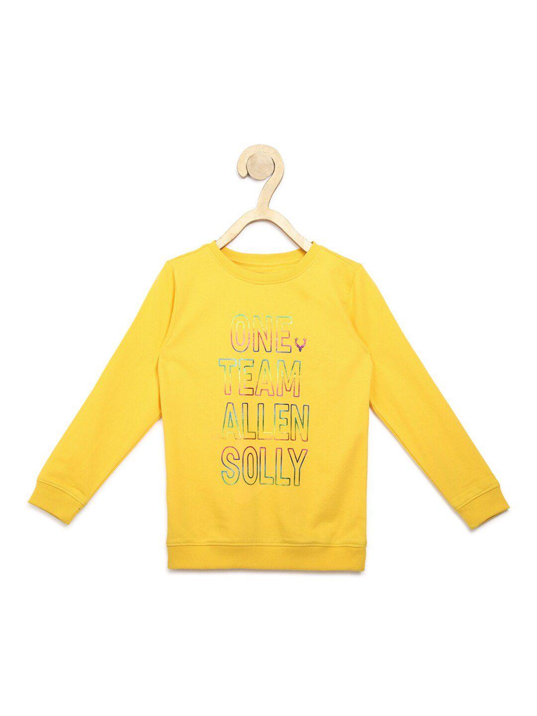 allen solly junior boys yellow printed sweatshirt