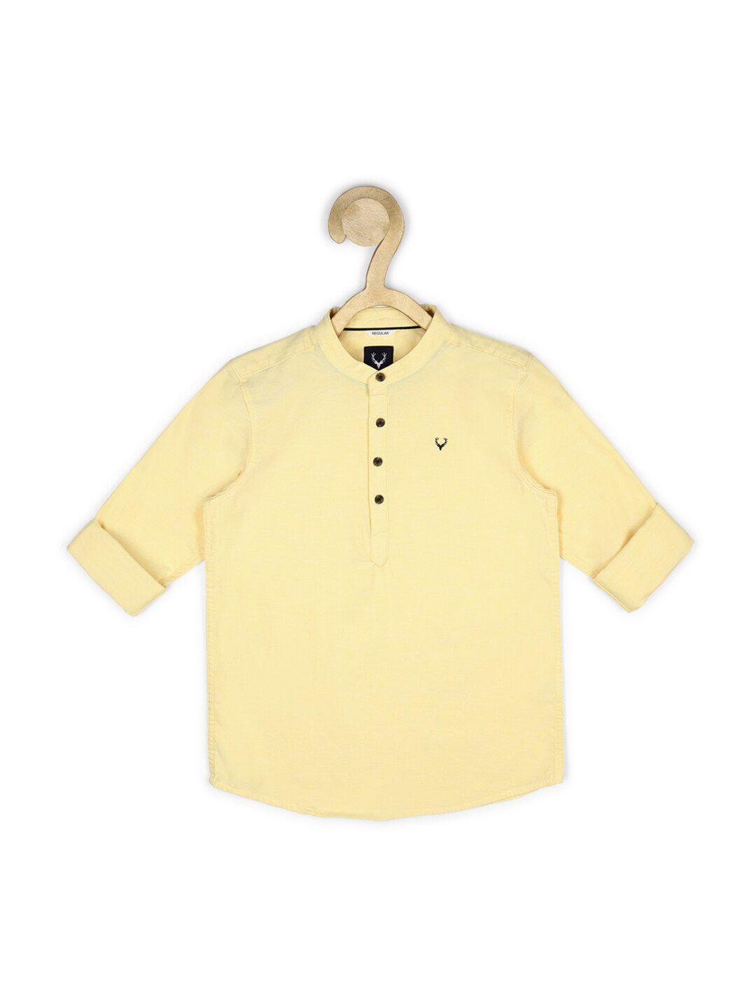 allen solly junior boys yellow regular fit cotton casual shirt