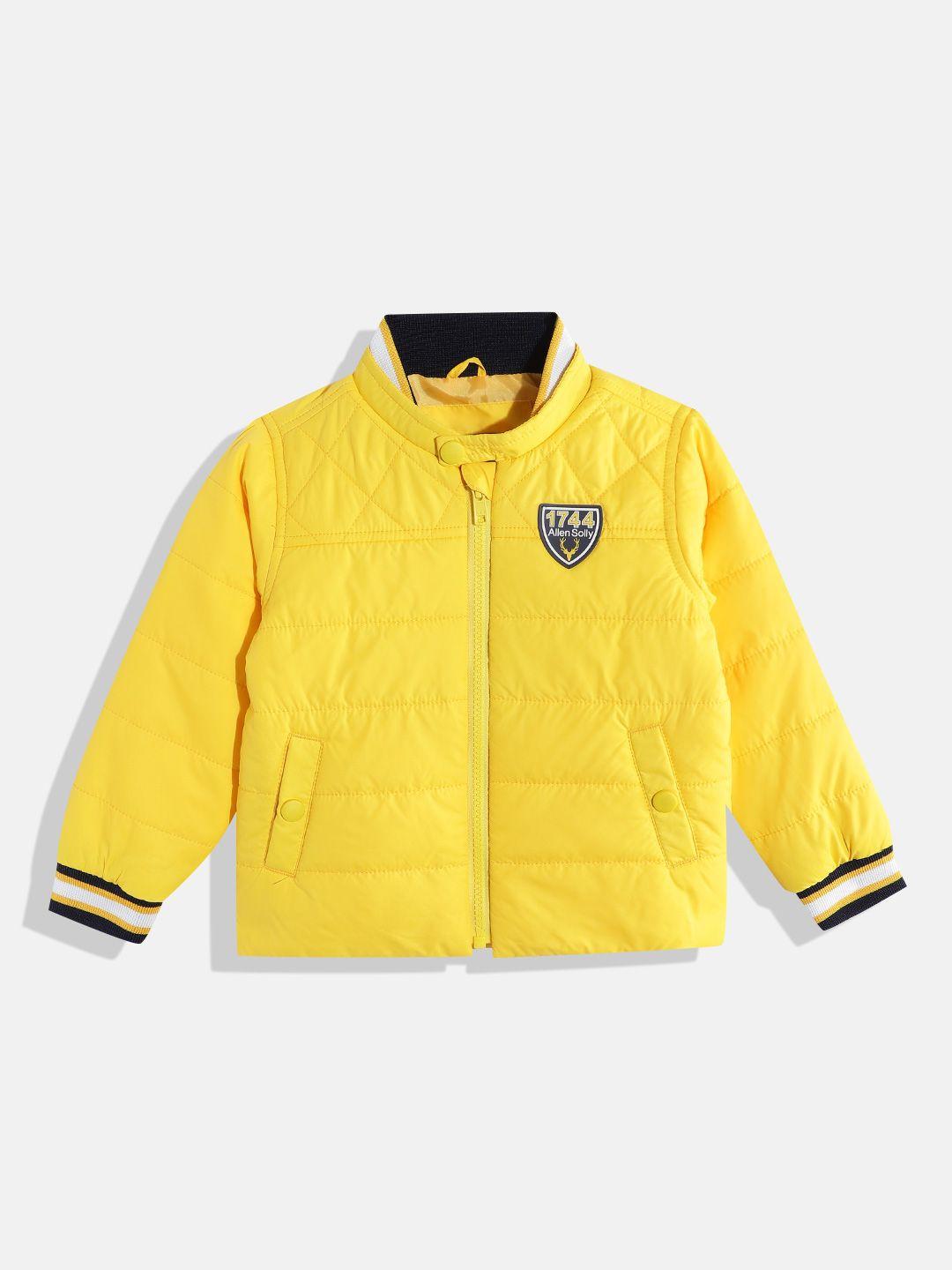 allen solly junior boys yellow solid quilted jacket