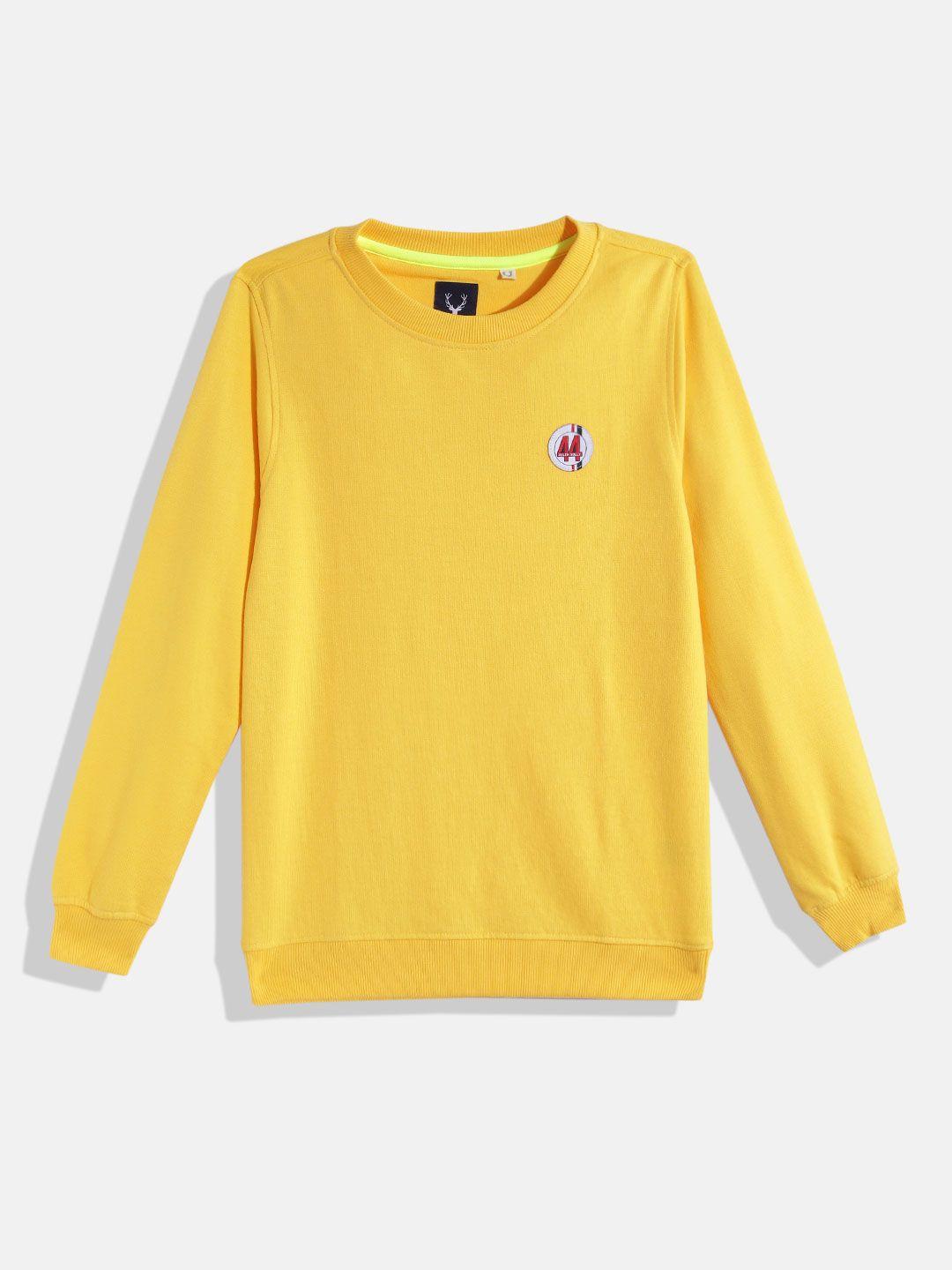 allen solly junior boys yellow solid sweatshirt