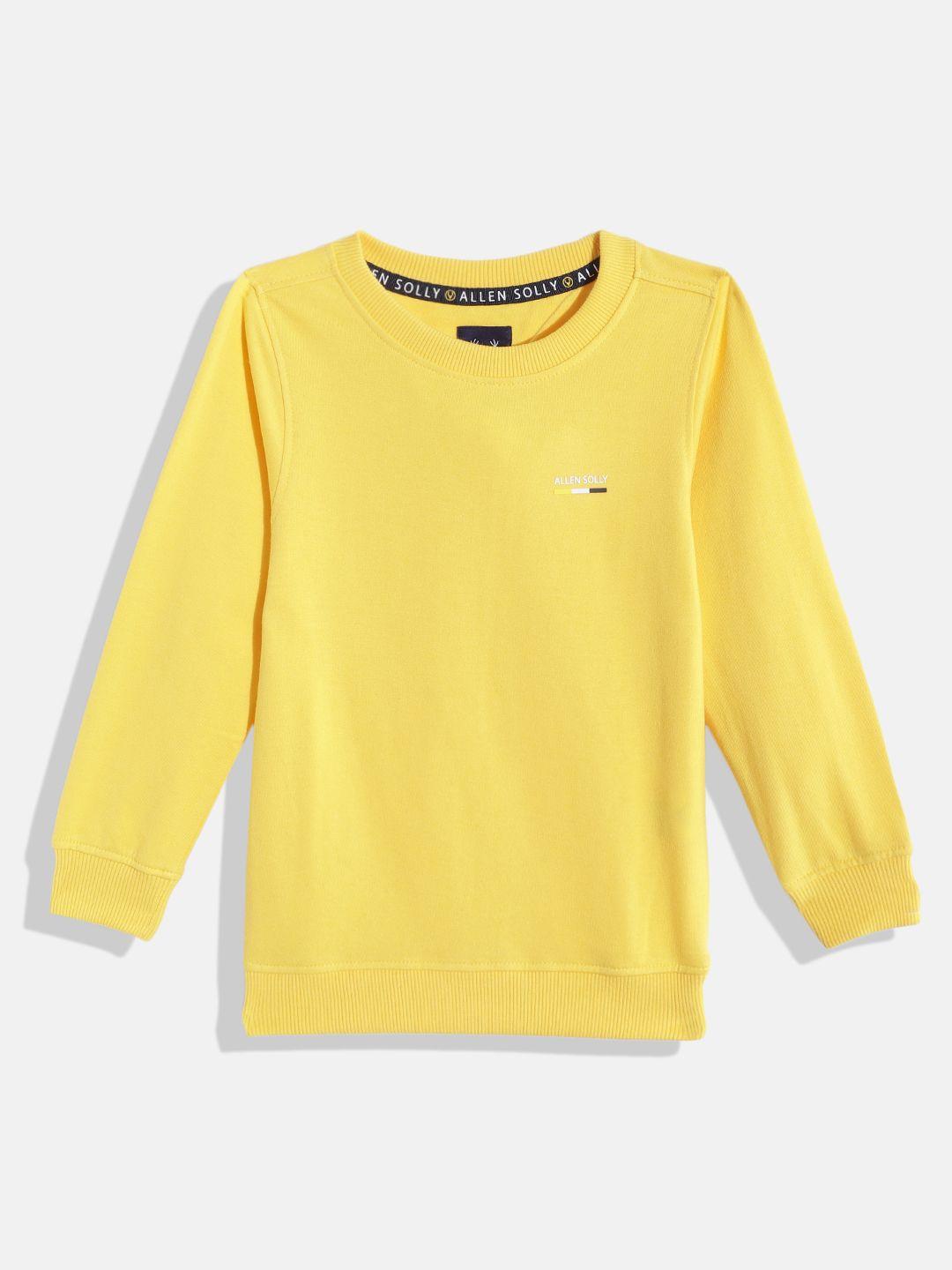 allen solly junior boys yellow solid sweatshirt