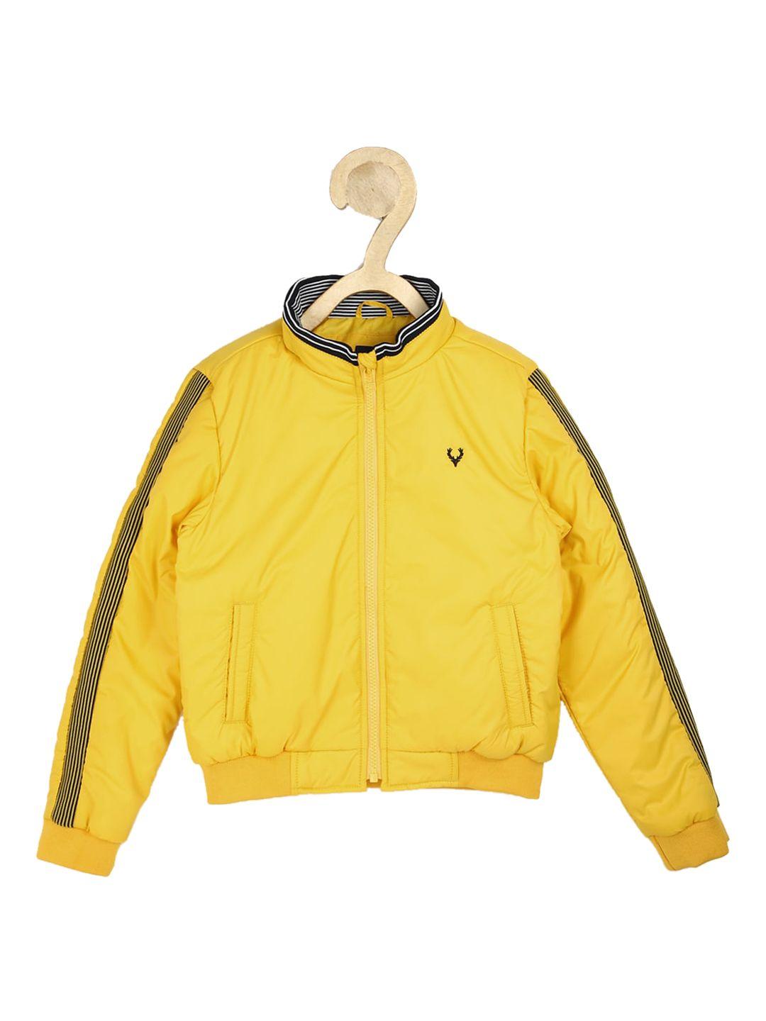 allen solly junior boys yellow striped bomber jacket