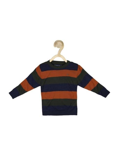 allen solly junior brown & blue striped full sleeves sweater