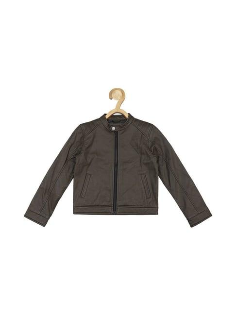 allen solly junior brown solid full sleeves jacket