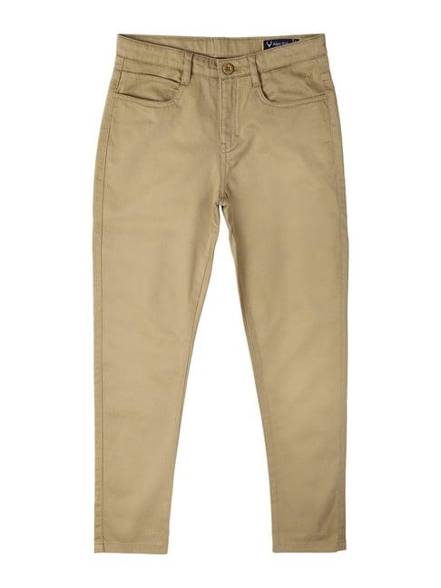 allen solly junior brown solid trousers
