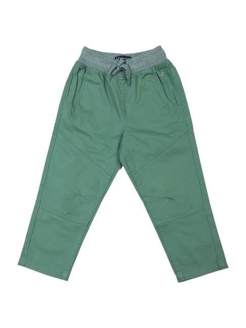 allen solly junior green cotton regular fit trousers