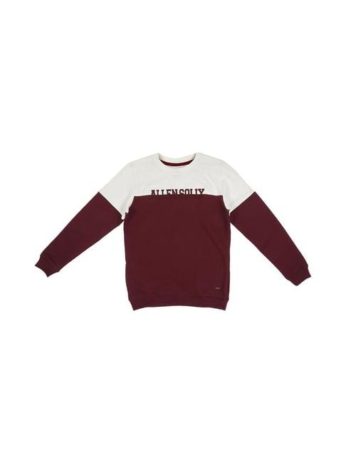 allen solly junior maroon & white printed sweatshirt