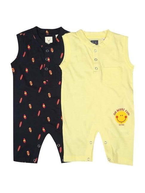 allen solly junior multicolor cotton printed bodysuits - pack of 2