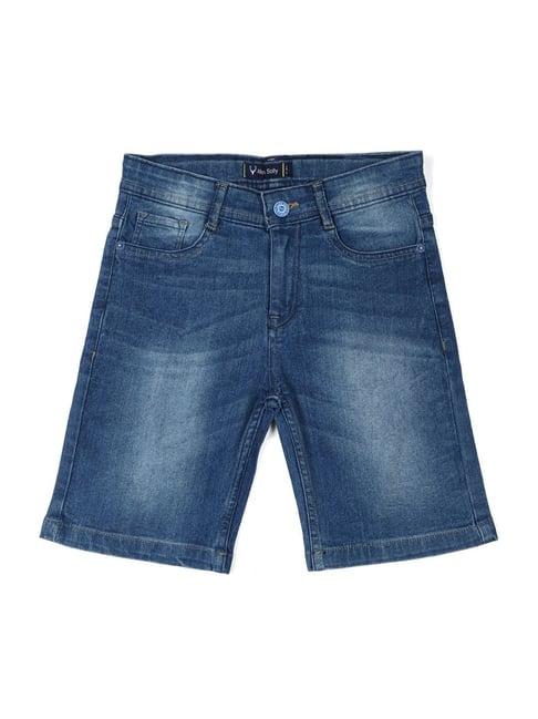 allen solly junior navy cotton regular fit shorts