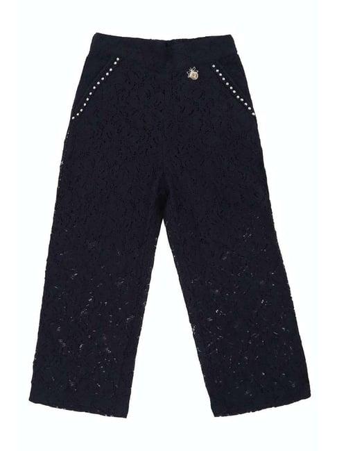 allen solly junior navy embellished trousers