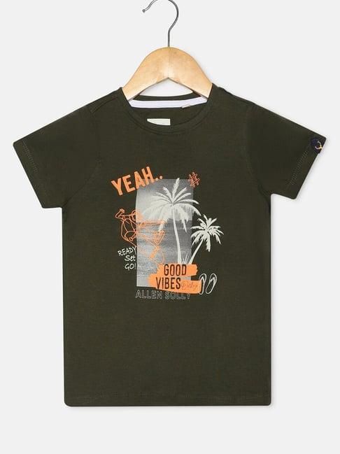 allen solly junior olive printed t-shirt