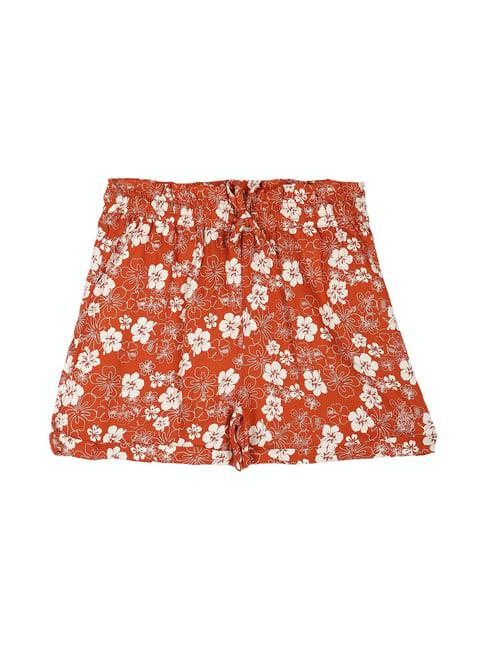 allen solly junior orange floral print shorts