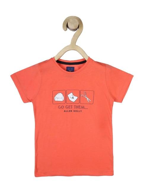 allen solly junior peach cotton graphic t-shirt