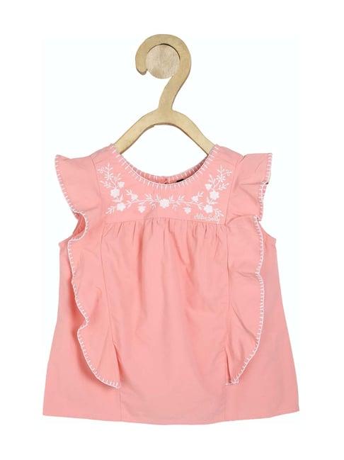 allen solly junior peach cotton printed top