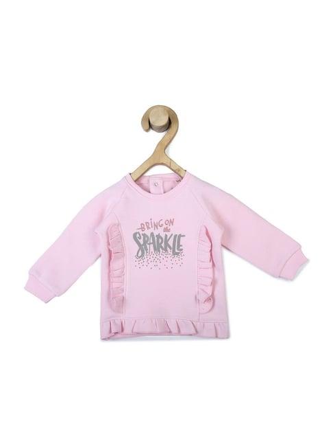 allen solly junior pink cotton printed full sleeves sweatshirt