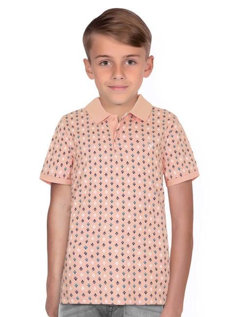 allen solly junior pink cotton printed polo t-shirt