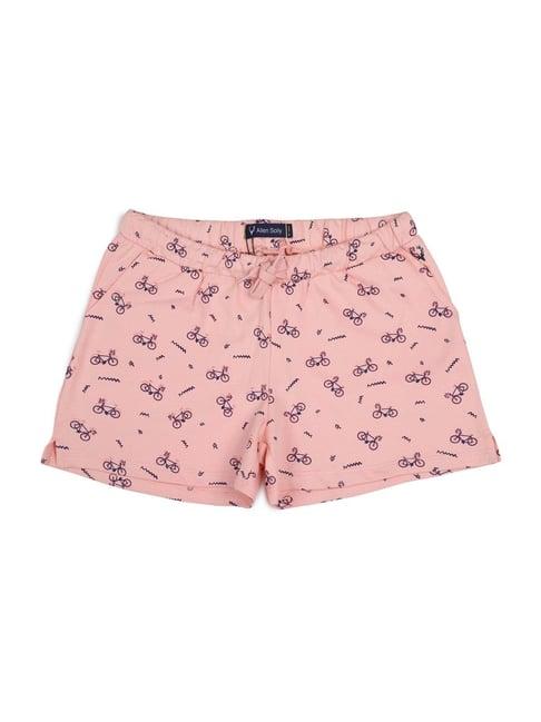 allen solly junior pink cotton printed shorts
