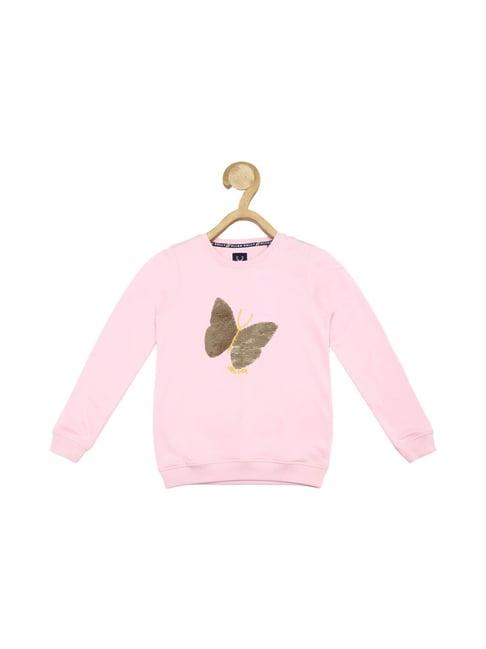 allen solly junior pink embellished full sleeves sweatshirt