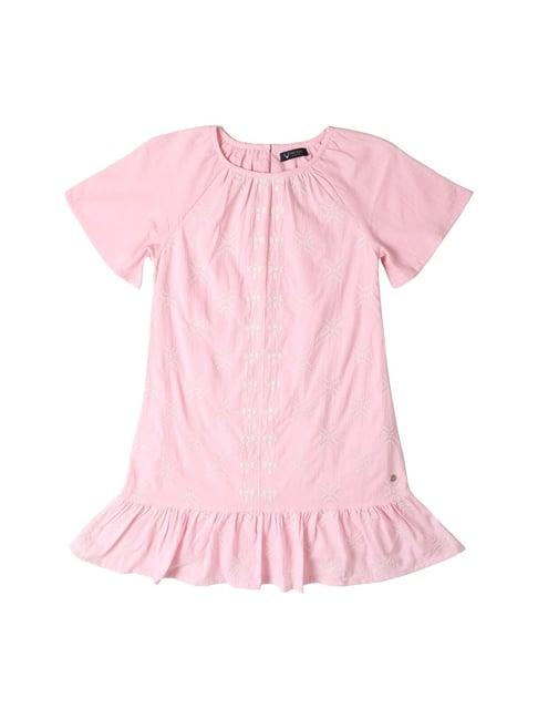 allen solly junior pink embroidered frock
