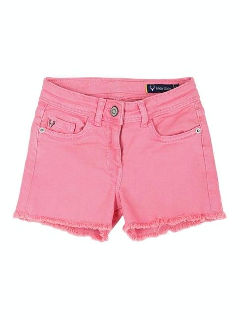 allen solly junior pink solid shorts