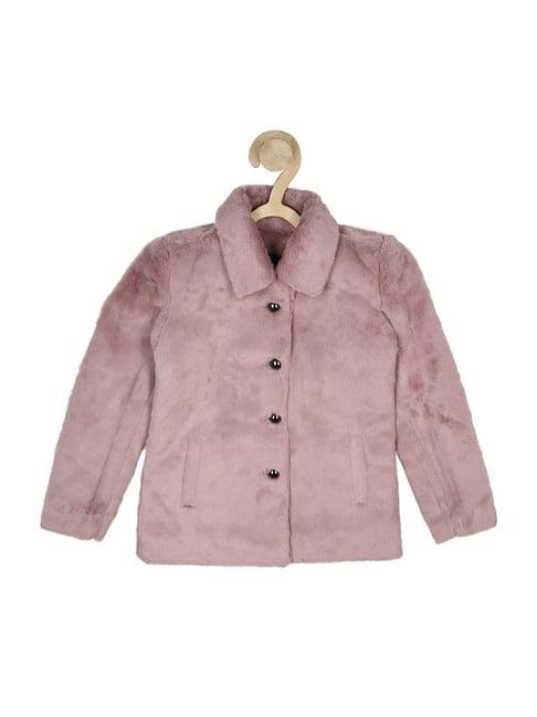 allen solly junior pink textured pattern full sleeves jacket