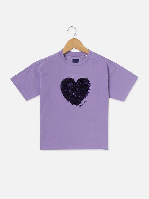 allen solly junior purple embellished t-shirt