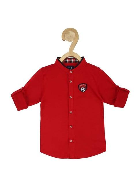 allen solly junior red cotton applique full sleeves shirt