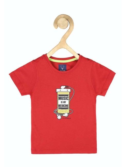 allen solly junior red cotton graphic t-shirt