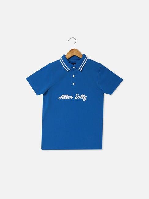 allen solly junior royal blue printed polo t-shirt