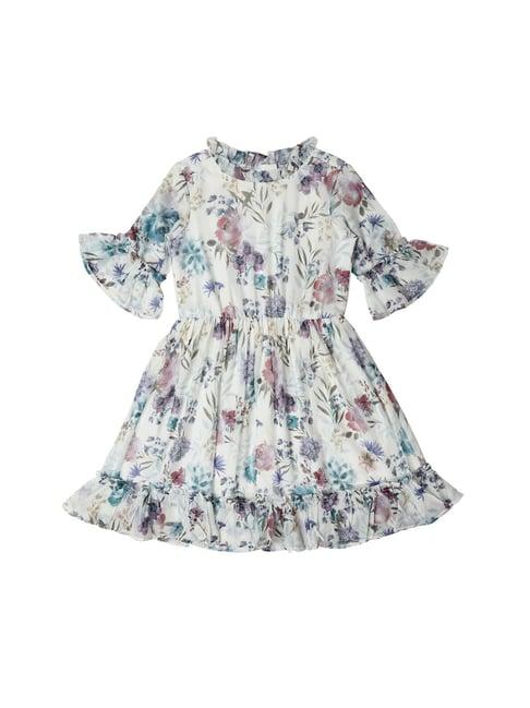 allen solly junior white floral print full sleeves frock