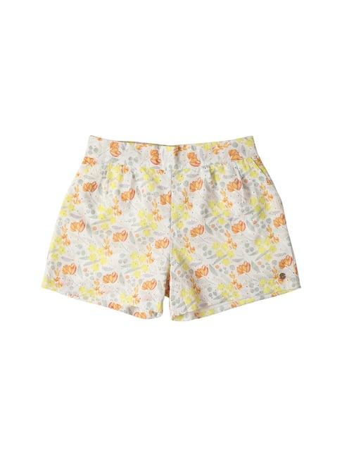 allen solly junior white floral print shorts