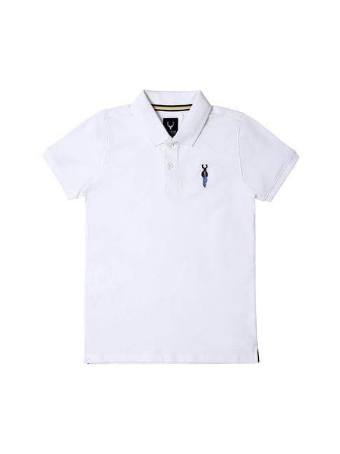 allen solly junior white solid polo t-shirt