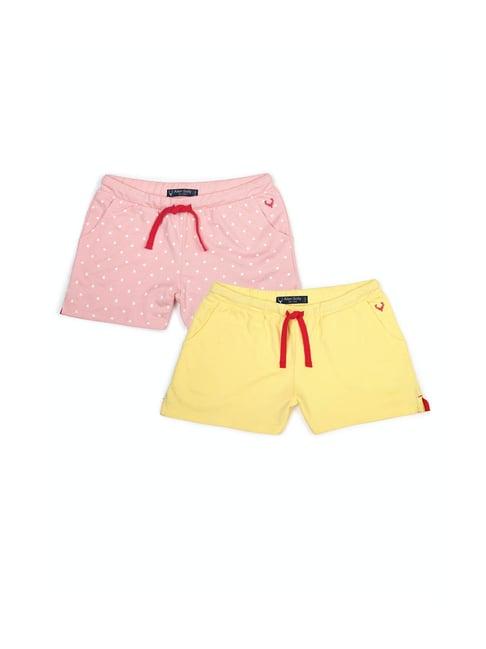 allen solly junior yellow & pink solid shorts (pack of 2)