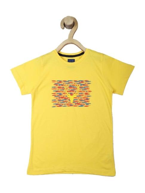 allen solly junior yellow cotton graphic t-shirt