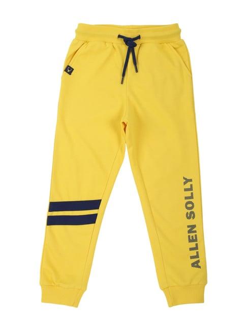 allen solly junior yellow cotton logo print joggers