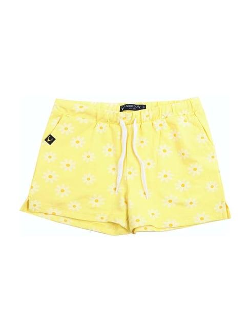 allen solly junior yellow cotton printed shorts