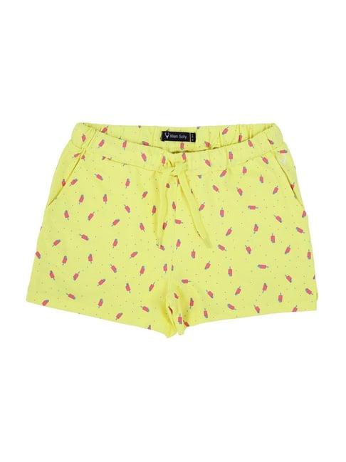 allen solly junior yellow cotton printed shorts