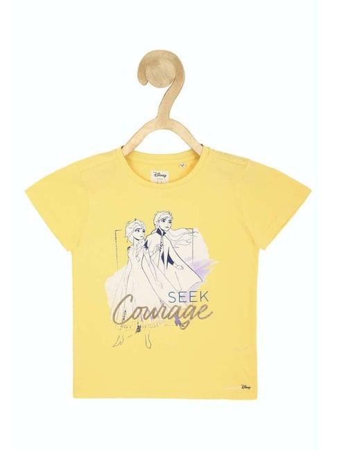 allen solly junior yellow cotton printed t-shirt